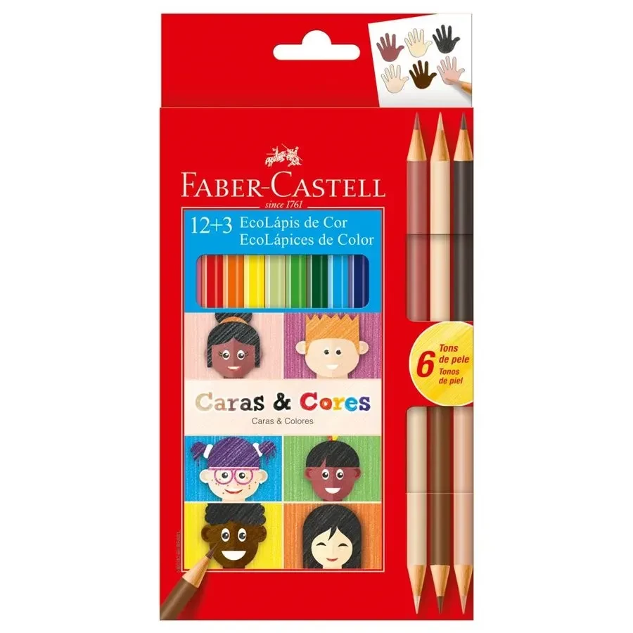 LAPIS DE COR 12+3 CARAS E CORES FABER CASTELL