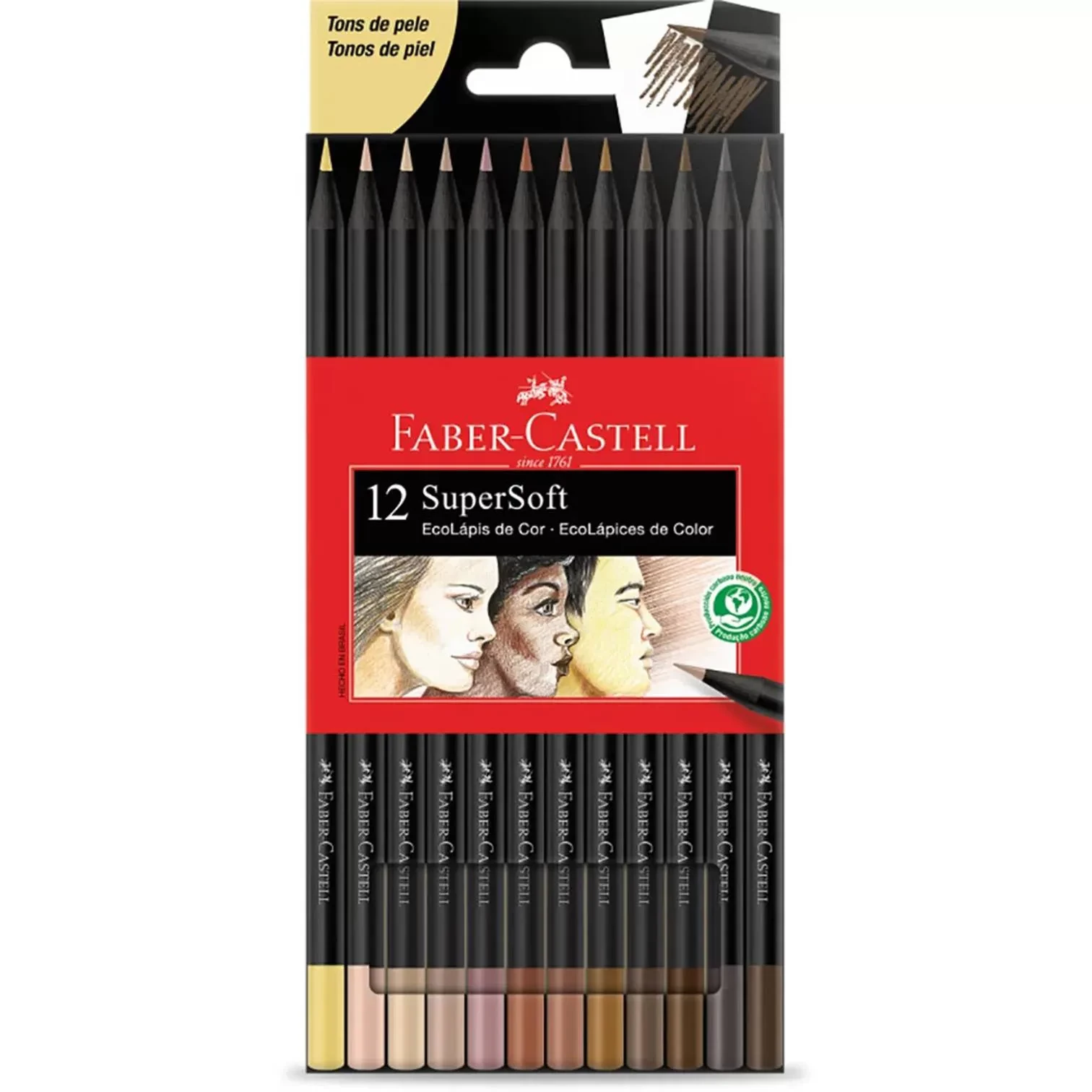 LAPIS DE COR 12 CORES TONS DE PELE FABER CASTELL