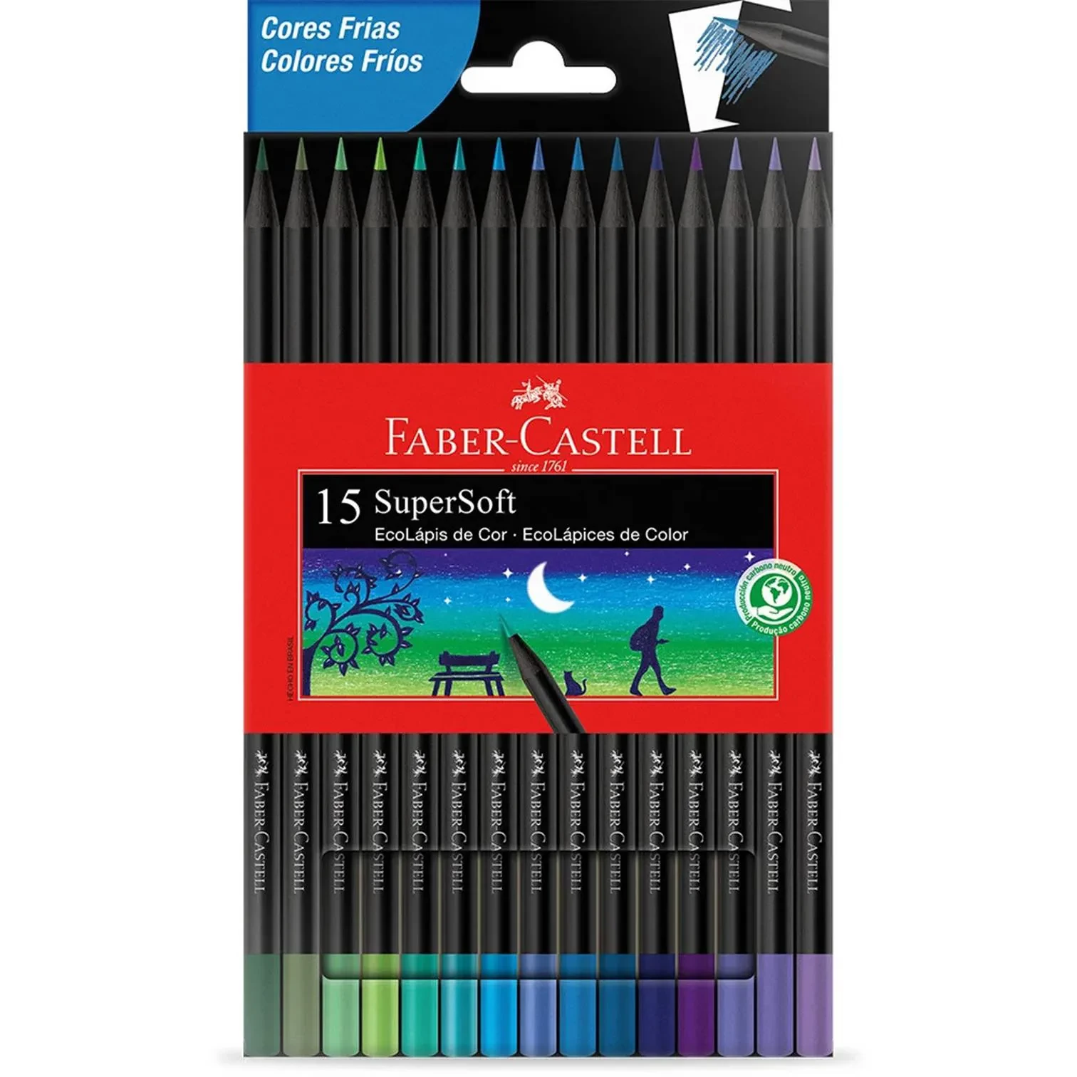 LAPIS DE COR 15 CORES FRIAS SUPER SOFT FABER CASTELL