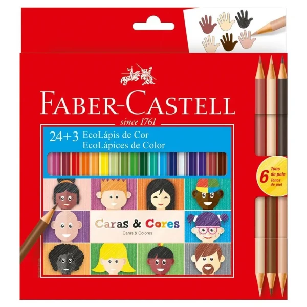 LAPIS DE COR 24+3 CARAS E CORES FABER CASTEL