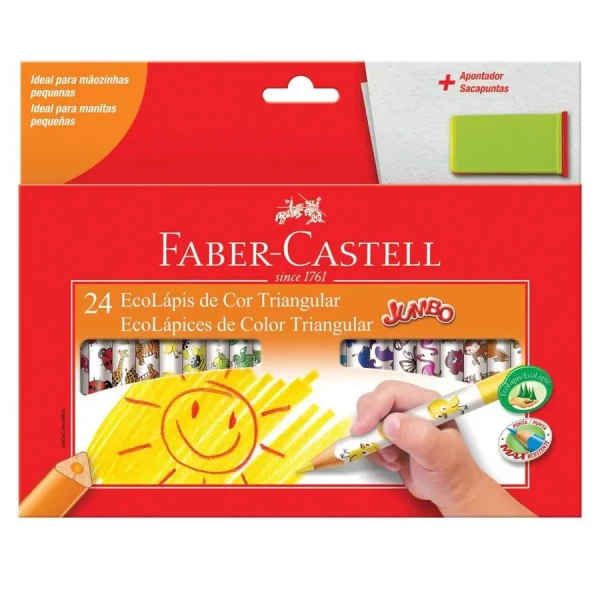 LAPIS DE COR 24 CORES JUMBO TRIANGULAR FABER CASTELL