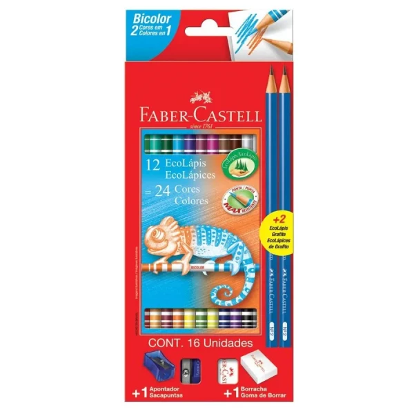 LAPIS DE COR DUAS PONTA 24 CORES FABER CASTELL