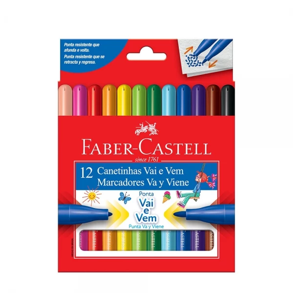 CANETINHA 12 CORES PASTEL VAI E VEM FABER CASTELL
