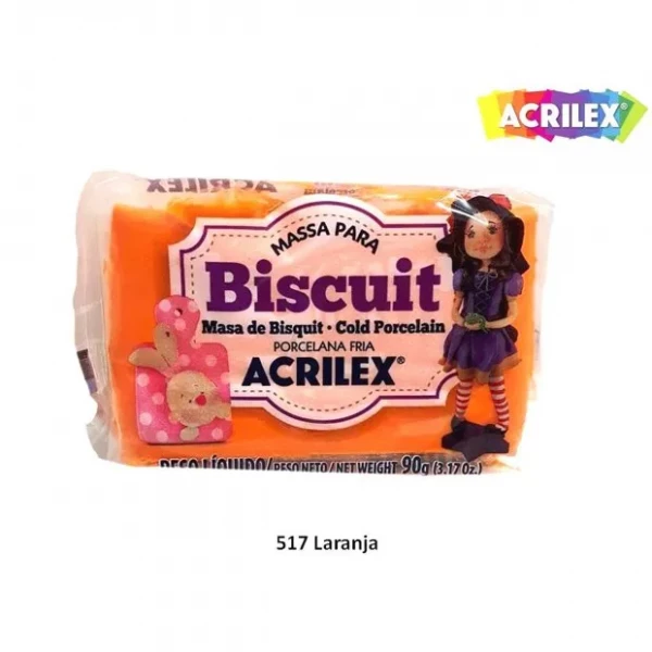 MASSA P/ BISCUIT 90G LARANJA ACRILEX