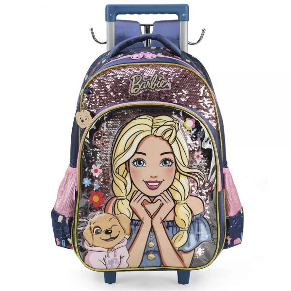 Mochila Rodinha Barbie Azul Luxcel