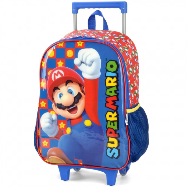 Mochila Rodinha Super Mario Vermelho Luxcel